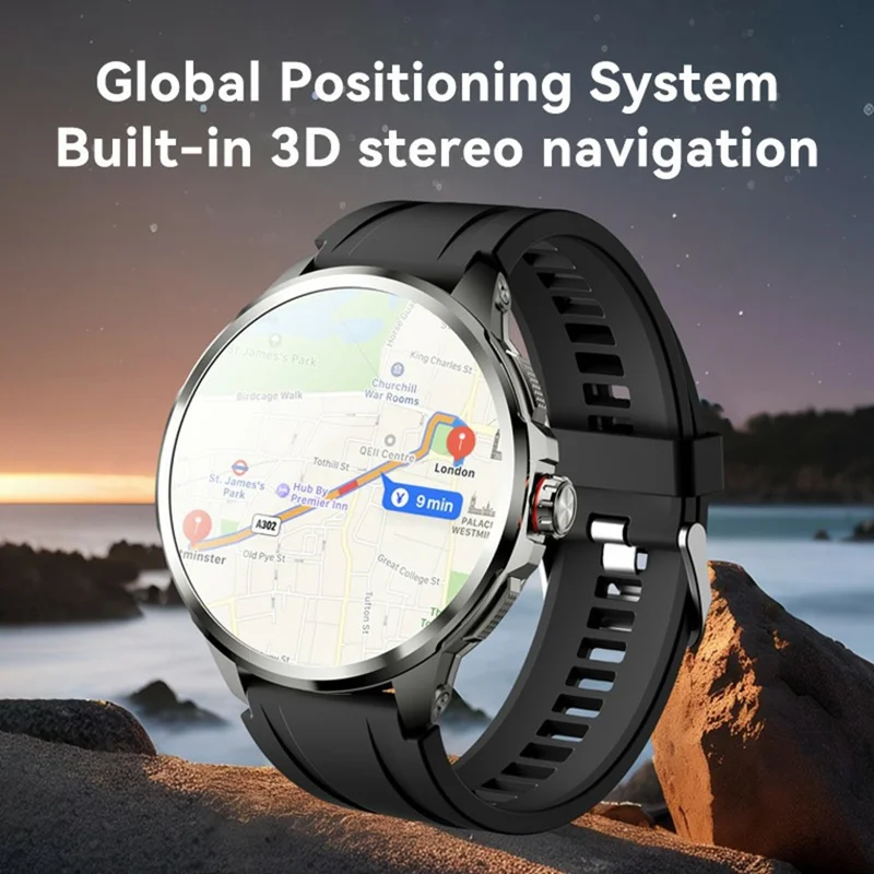 H99 1.95 Inch AMOLED Screen 5G Smart Watch Android 8.1 Video Call Sports Watch Support SIM Card - Black