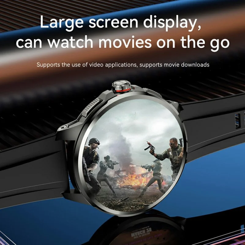 H99 1.95 Inch AMOLED Screen 5G Smart Watch Android 8.1 Video Call Sports Watch Support SIM Card - Black