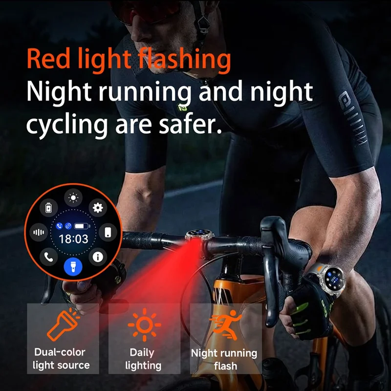 AK106 Silicone Strap Smart Watch Bluetooth-compatible Call Heart Rate Sleep Tracking LED Flashlight Health Monitor - Black