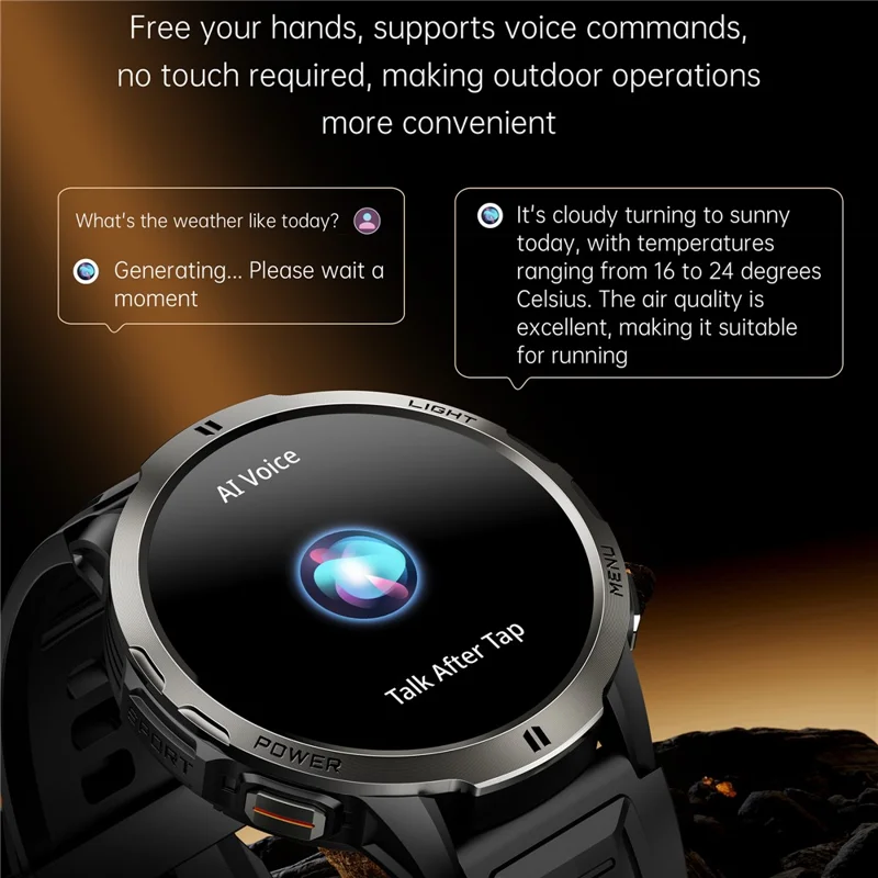 KT92 Smart Watch 1.7 Inch HD Display Bluetooth-compatible Call Encoder LED 1100mAh 3ATM Waterproof Health Monitor - Black