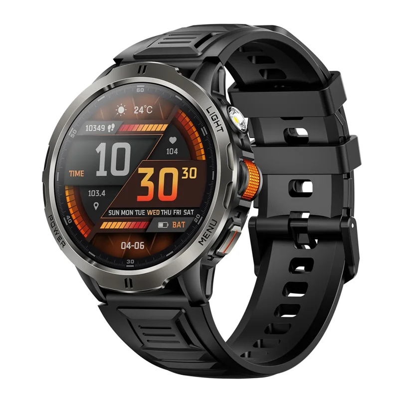 KT92 Smart Watch 1.7 Inch HD Display Bluetooth-compatible Call Encoder LED 1100mAh 3ATM Waterproof Health Monitor - Black