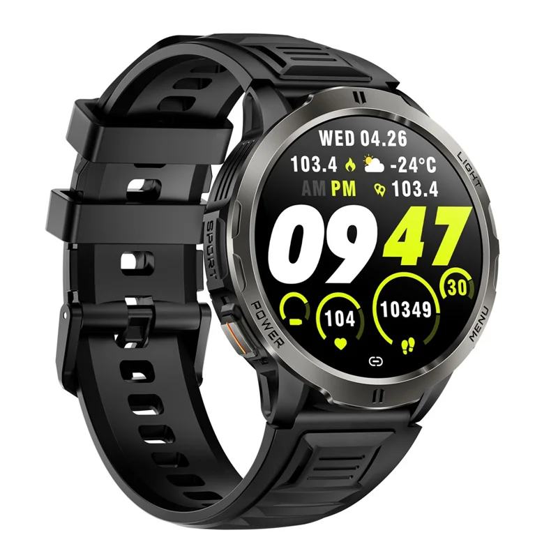 KT92 Smart Watch 1.7 Inch HD Display Bluetooth-compatible Call Encoder LED 1100mAh 3ATM Waterproof Health Monitor - Black