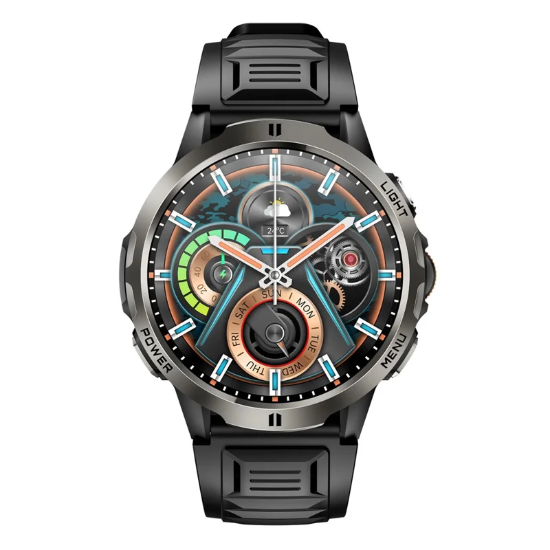 KT92 Smart Watch 1.7 Inch HD Display Bluetooth-compatible Call Encoder LED 1100mAh 3ATM Waterproof Health Monitor - Black