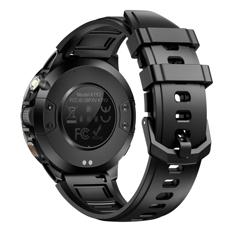 KT92 Smart Watch 1.7 Inch HD Display Bluetooth-compatible Call Encoder LED 1100mAh 3ATM Waterproof Health Monitor - Black