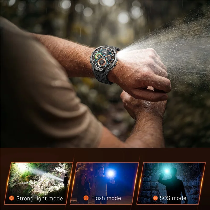 KT92 Smart Watch 1.7 Inch HD Display Bluetooth-compatible Call Encoder LED 1100mAh 3ATM Waterproof Health Monitor - Black