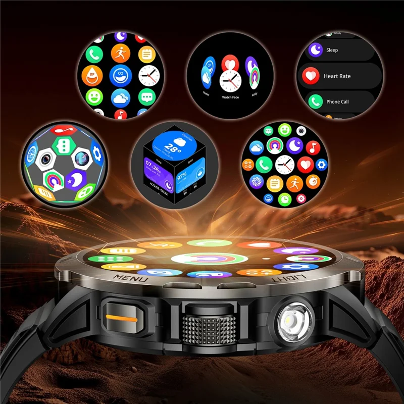KT92 Smart Watch 1.7 Inch HD Display Bluetooth-compatible Call Encoder LED 1100mAh 3ATM Waterproof Health Monitor - Black