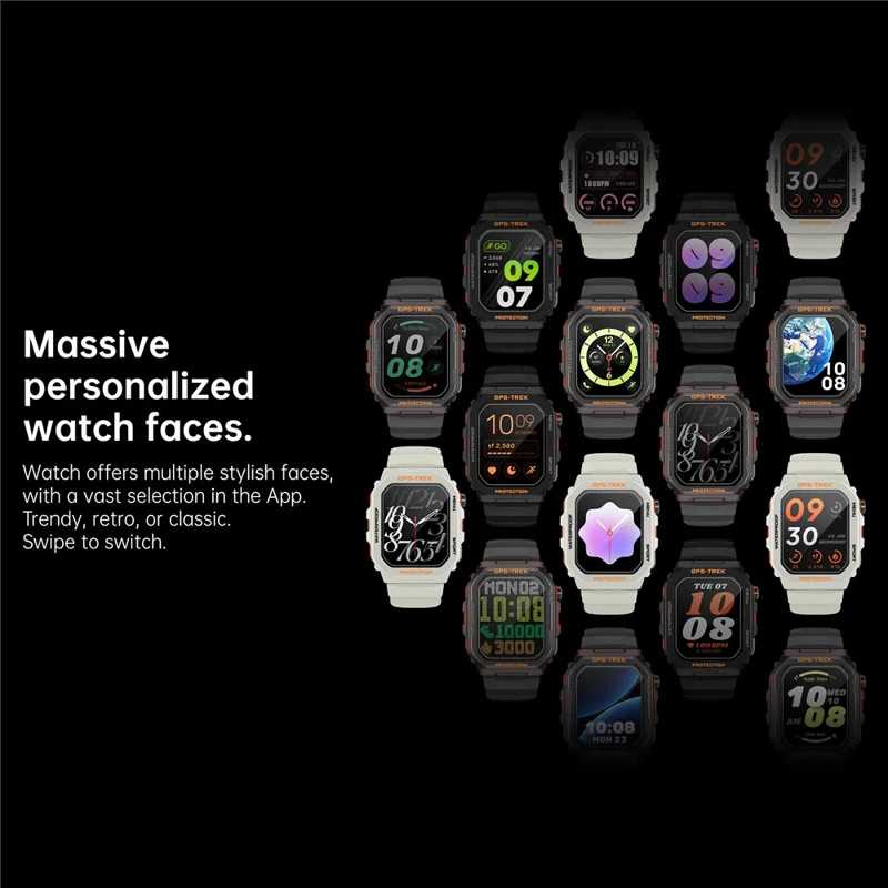 FT61 1.75 inch IPS GPS Smart Watch Bluetooth-compatible Calling Health Monitoring IP68 Waterproof - Black