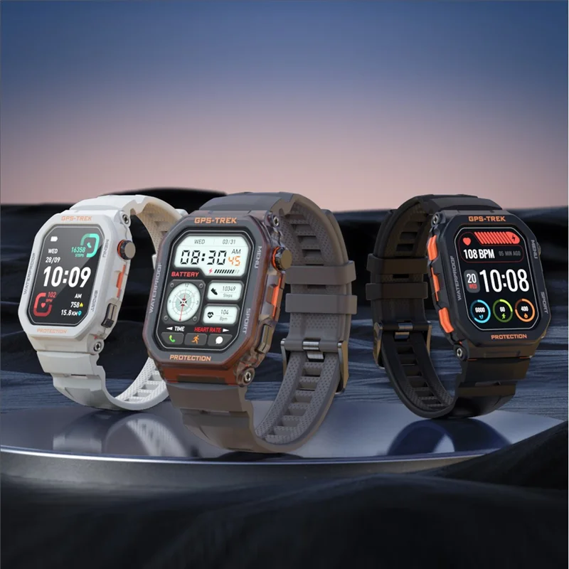 FT61 1.75 inch IPS GPS Smart Watch Bluetooth-compatible Calling Health Monitoring IP68 Waterproof - Black