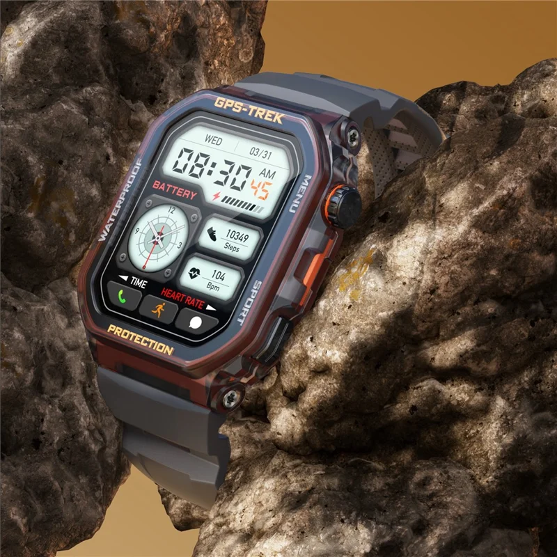 FT61 1.75 inch IPS GPS Smart Watch Bluetooth-compatible Calling Health Monitoring IP68 Waterproof - Black