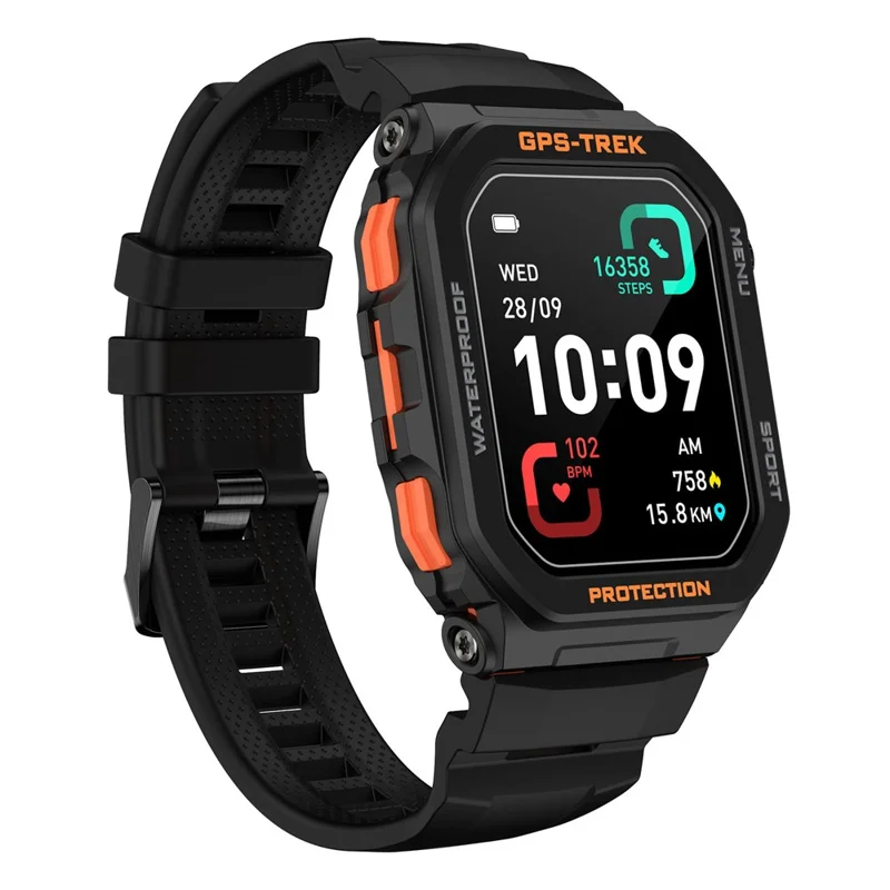 FT61 1.75 inch IPS GPS Smart Watch Bluetooth-compatible Calling Health Monitoring IP68 Waterproof - Black
