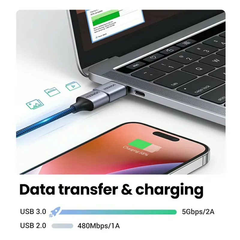 UGREEN 40702 USB-C Male to USB 3.0 Female Adapter 5Gbps OTG Data Transfer for Laptop Tablet Phone