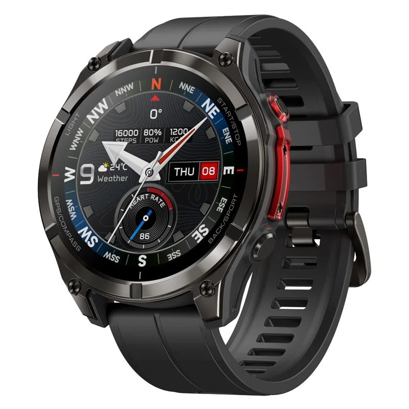 ZEBLAZE Stratos 4 Pro 1.43 inch AMOLED Smartwatch GPS Bluetooth-compatible Calling 5ATM Waterproof - Black
