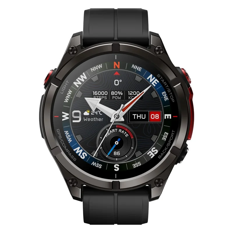ZEBLAZE Stratos 4 Pro 1.43 inch AMOLED Smartwatch GPS Bluetooth-compatible Calling 5ATM Waterproof - Black