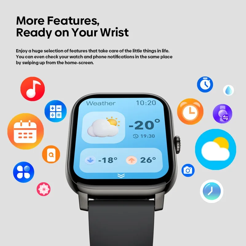 ZEBLAZE Btalk Pro 1.91 inch Smart Watch Bluetooth-compatible Calling Heart Rate SpO2 Fitness Tracker - Black