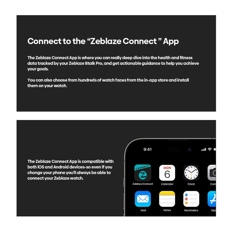 ZEBLAZE Btalk Pro 1.91 inch Smart Watch Bluetooth-compatible Calling Heart Rate SpO2 Fitness Tracker - Black
