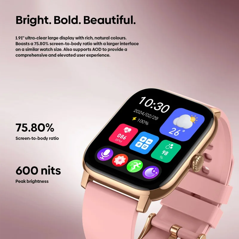 ZEBLAZE Btalk Pro 1.91 inch Smart Watch Bluetooth-compatible Calling Heart Rate SpO2 Fitness Tracker - Black