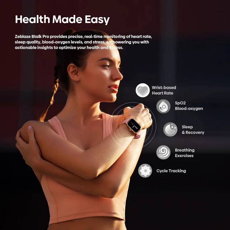 ZEBLAZE Btalk Pro 1.91 inch Smart Watch Bluetooth-compatible Calling Heart Rate SpO2 Fitness Tracker - Black