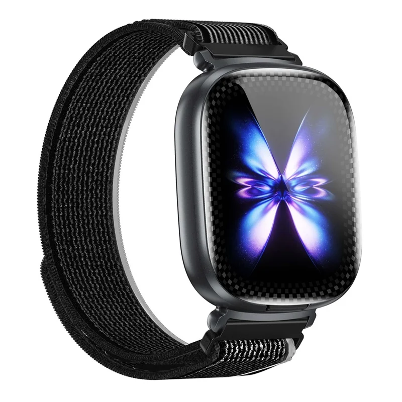 D22 2 in 1 Smart Watch Bluetooth-Compatible Earbuds 1.88 Inch Touch Screen AI Voice Assistant Real-Time Translation, Nylon Strap - Black