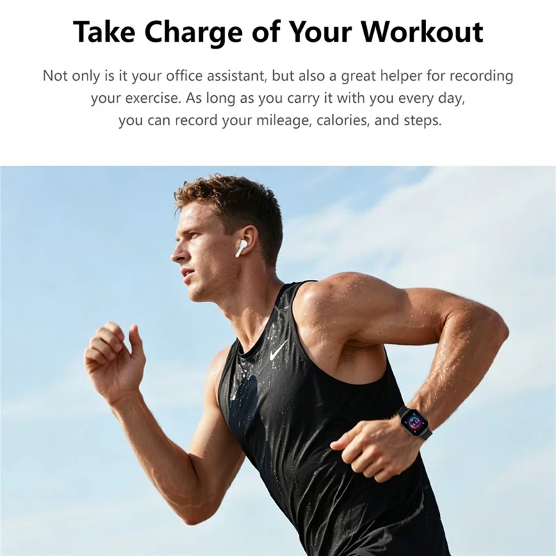 D22 2 in 1 Smart Watch Bluetooth-Compatible Earbuds 1.88 Inch Touch Screen AI Voice Assistant Real-Time Translation, Nylon Strap - Black