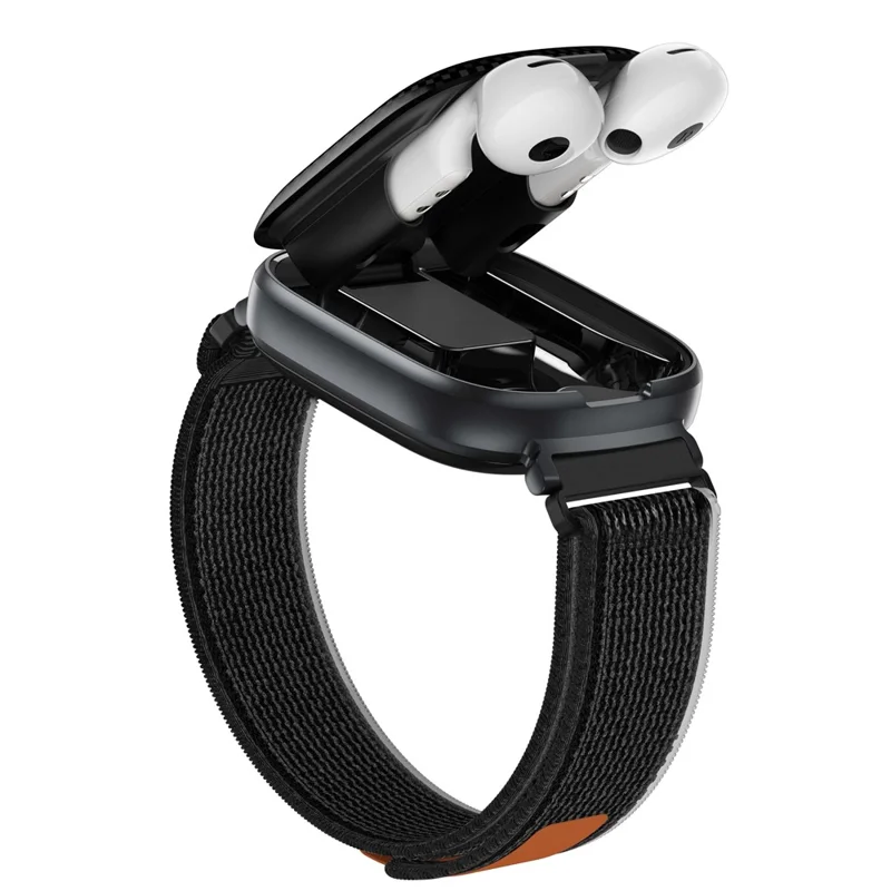 D22 2 in 1 Smart Watch Bluetooth-Compatible Earbuds 1.88 Inch Touch Screen AI Voice Assistant Real-Time Translation, Nylon Strap - Black