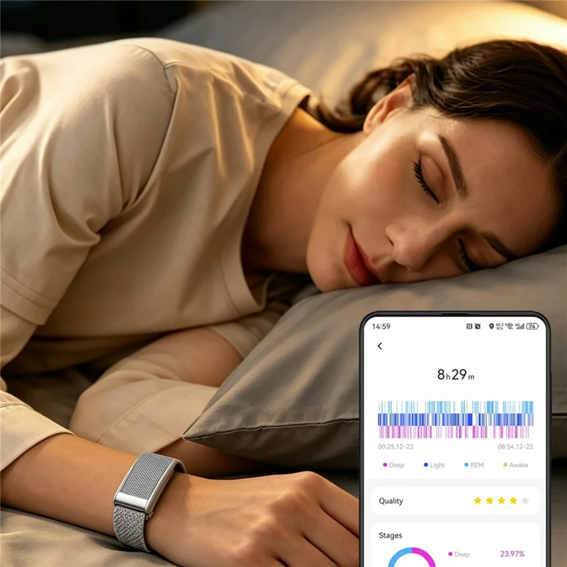F370 Screen-Free Health Activity Band Heart Rate SpO2 Sleep Tracker Smart Wristband - Black