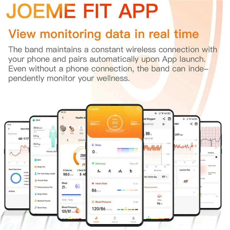 F370 Screen-Free Health Activity Band Heart Rate SpO2 Sleep Tracker Smart Wristband - Black