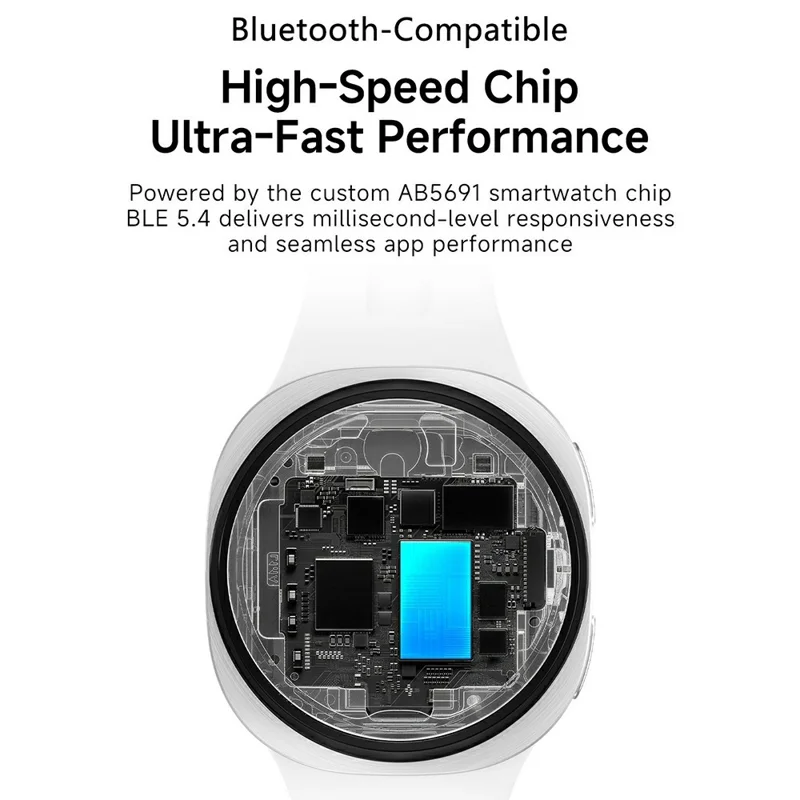 W9 Mini Smartwatch 1.29 inch IPS 360 x 360 IP68 Waterproof NFC BLE 5.4 - White