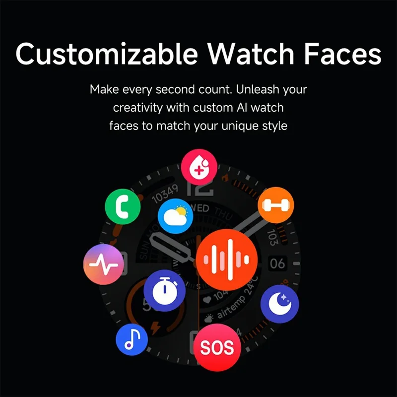 W9 Smart Watch 1.52 inch TFT 360 x 360 IP68 Waterproof Bluetooth-compatible Calling NFC Wireless Charging - Black