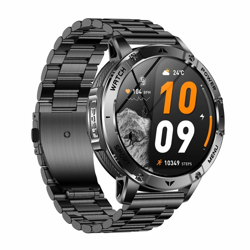 AK112 1.7 inch HD Bluetooth-compatible Calling Smart Watch 100+ Sports Modes, Steel Strap - Black