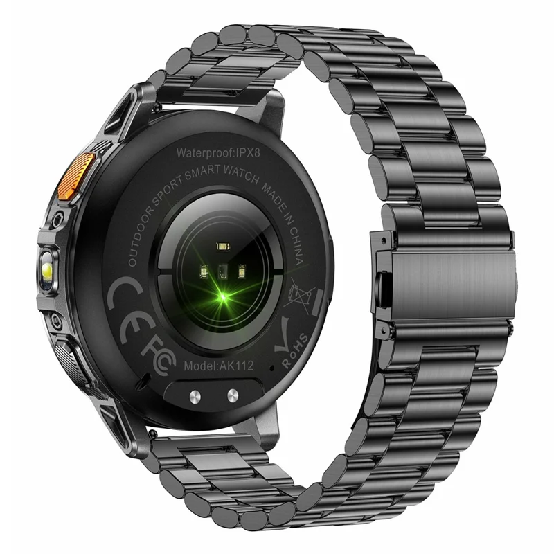 AK112 1.7 inch HD Bluetooth-compatible Calling Smart Watch 100+ Sports Modes, Steel Strap - Black