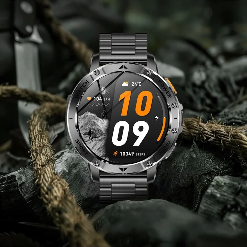 AK112 1.7 inch HD Bluetooth-compatible Calling Smart Watch 100+ Sports Modes, Steel Strap - Black