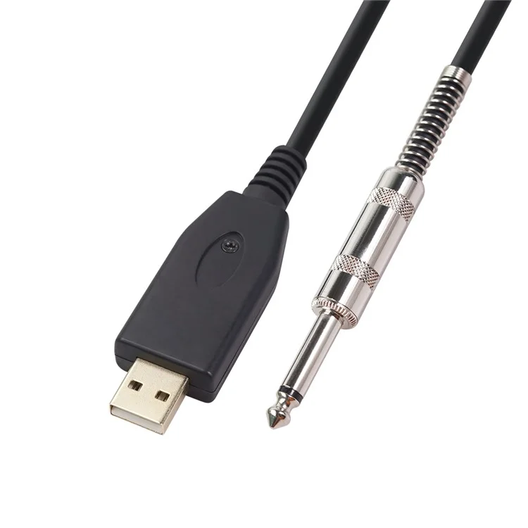 Cable de guitarra USB USB 2.0 Interface Macho a 1/4 Pulgada TS（6.35）Conector Jack Cable de audio eléctrico para guitarra US48S [2M]