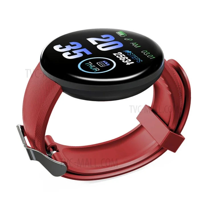 D18 1.3-Inch Smart Watch Band Multi-function Fitness Tracker IP67 Waterproof Heart Rate Monitor Smart Bracelet - Red