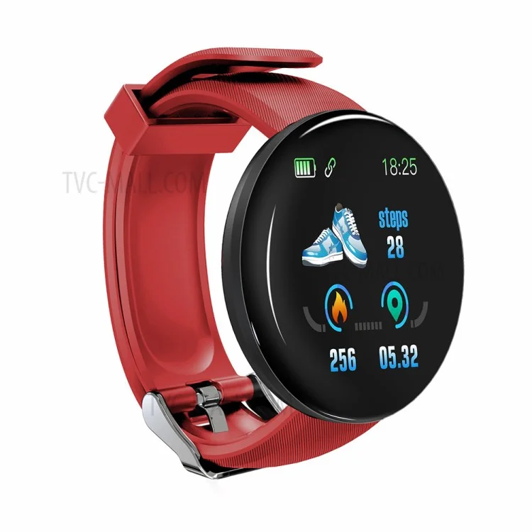 D18 1.3-Inch Smart Watch Band Multi-function Fitness Tracker IP67 Waterproof Heart Rate Monitor Smart Bracelet - Red