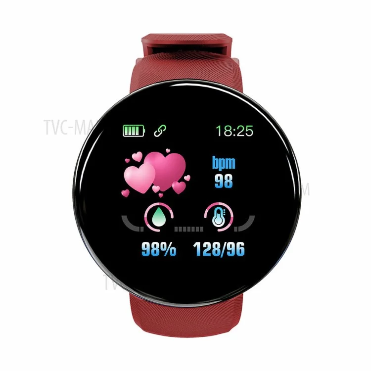 D18 1.3-Inch Smart Watch Band Multi-function Fitness Tracker IP67 Waterproof Heart Rate Monitor Smart Bracelet - Red