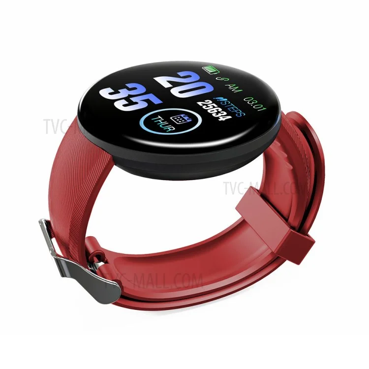 D18 1.3-Inch Smart Watch Band Multi-function Fitness Tracker IP67 Waterproof Heart Rate Monitor Smart Bracelet - Red