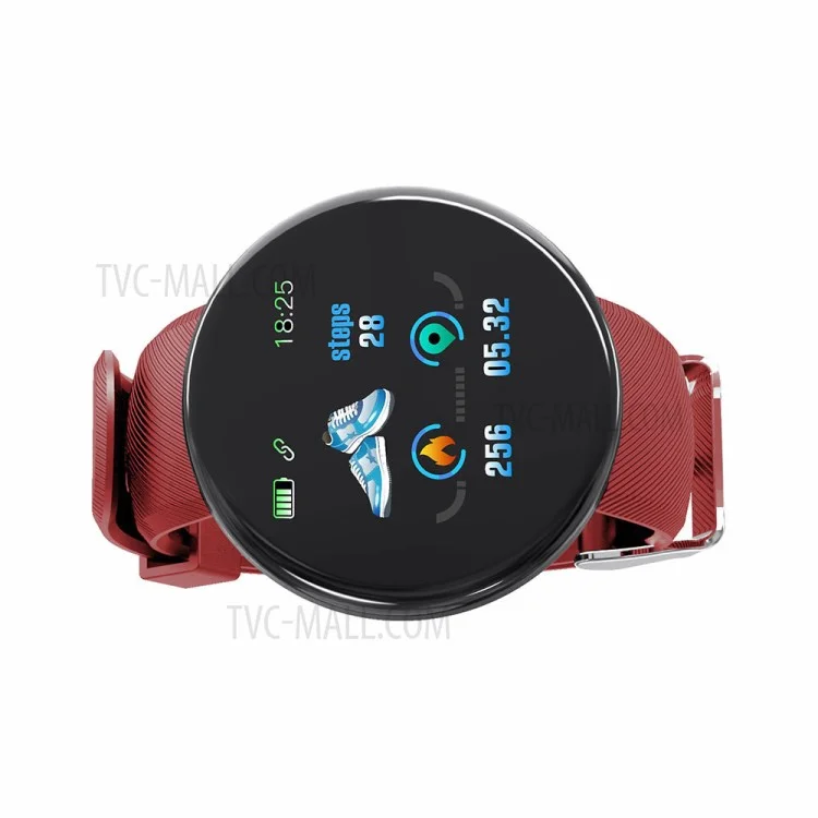 D18 1.3-Inch Smart Watch Band Multi-function Fitness Tracker IP67 Waterproof Heart Rate Monitor Smart Bracelet - Red