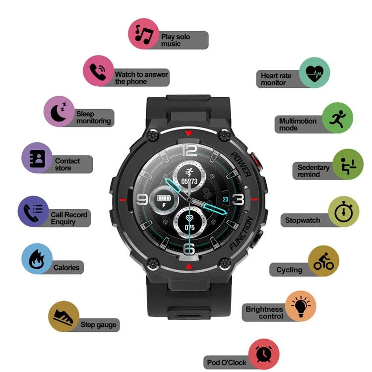 F26 Bluetooth Call Sport Fitness Smart Watch IP68 Wasserdichte Herzfrequenz Blutdruckmonitor Smartwatch - Armeegrün