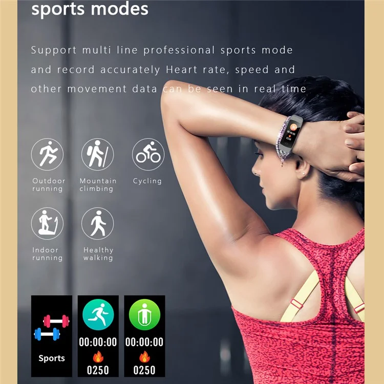 ZERO Heart Rate Blood Pressure Monitor Fitness Tracker Waterproof Bluetooth-compatible Smart Watch Wristband - Blue