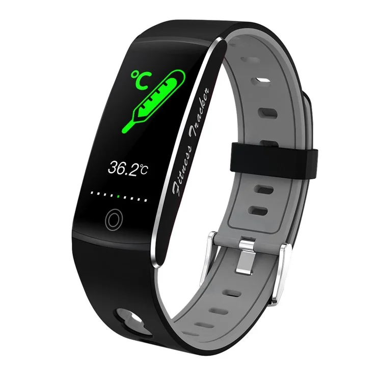 F10T Fitness Bracelet Intelligent Body Temperature Heart Rate Monitor Smart Watch - Black