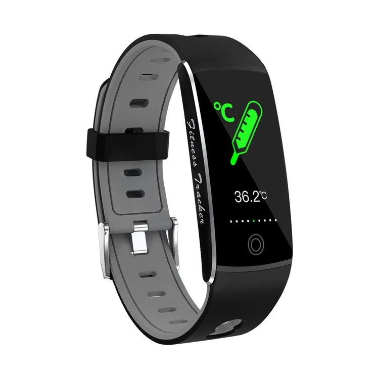 F10T Fitness Bracelet Intelligent Body Temperature Heart Rate Monitor Smart Watch - Black