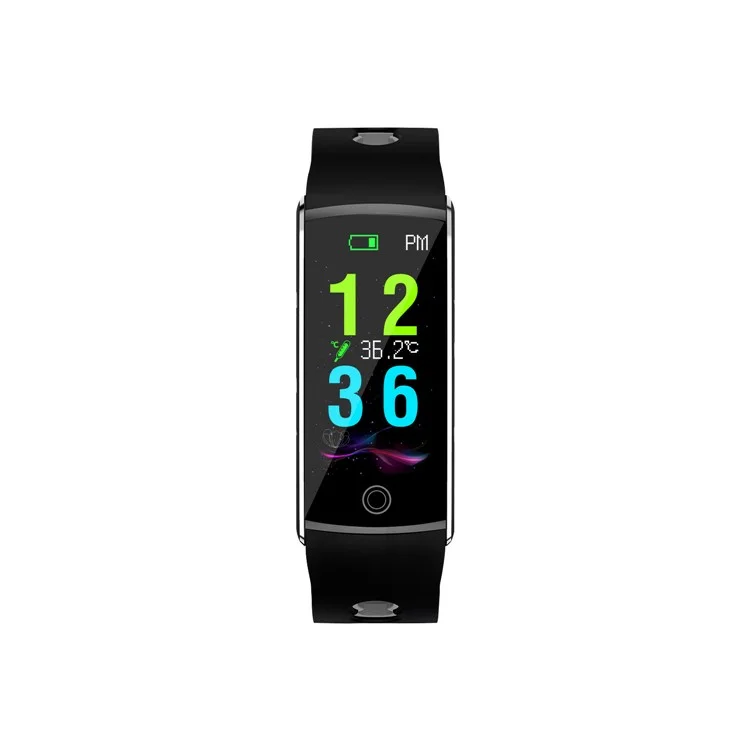 F10T Fitness Bracelet Intelligent Body Temperature Heart Rate Monitor Smart Watch - Black