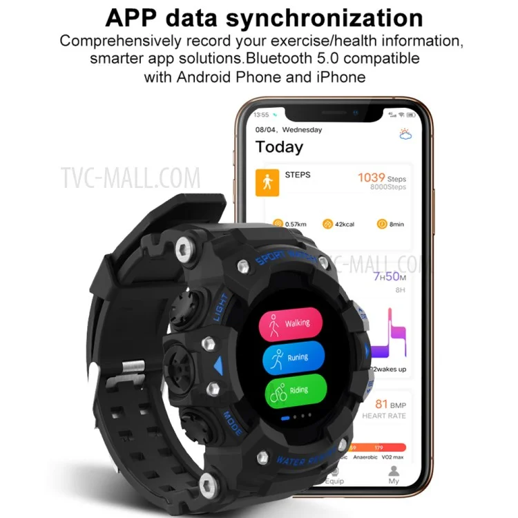 LC11 Smartwatch Braccialetto fitness per pressione sanguigna, frequenza cardiaca e sport per Android e iOS - Blu 