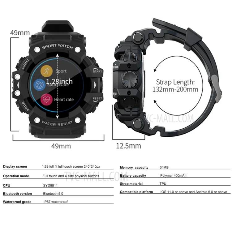 LC11 Smartwatch Braccialetto fitness per pressione sanguigna, frequenza cardiaca e sport per Android e iOS - Blu 