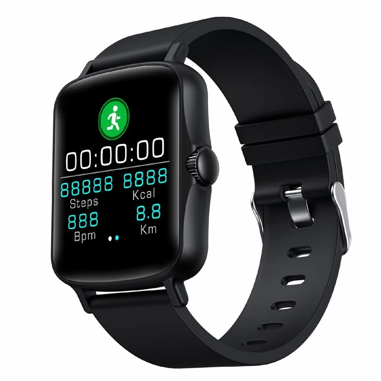 Ptone Sports Sports Fitness Square Smart Orologio Smart Impermeabile Bluetooth Heart Freed Frence Monitoraggio Smart Bracciale - Nero