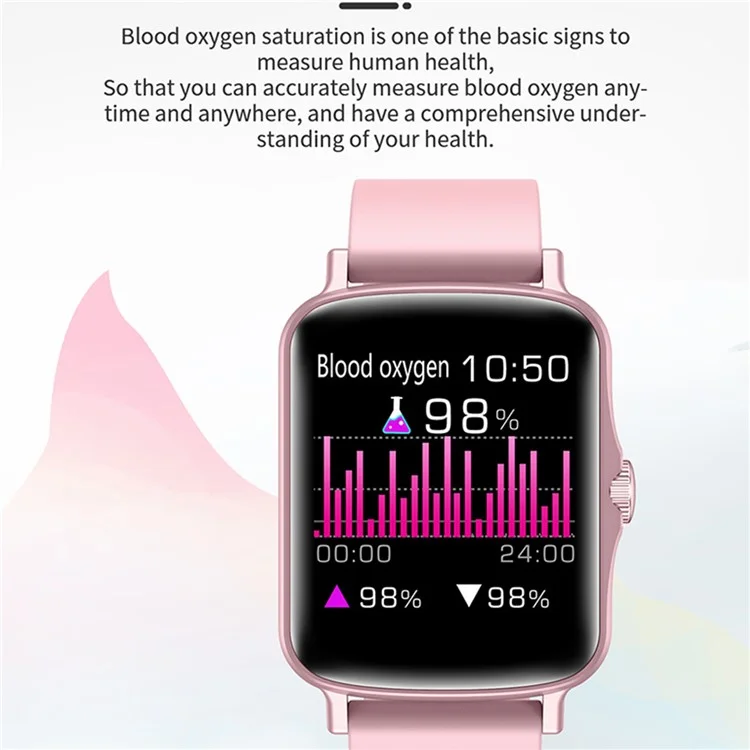 Ptone Sports Sports Fitness Square Smart Orologio Smart Impermeabile Bluetooth Heart Freed Frence Monitoraggio Smart Bracciale - Nero