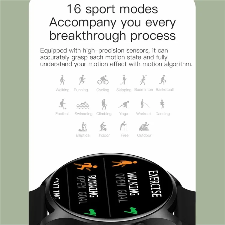 KC08 1.28 Pulgadas Pantalla IPS Táctil Completa Reloj Inteligente Multifuncional Resistente al Agua IP67 Ligero Reloj Deportivo con Monitoreo de Frecuencia Cardíaca/Presión Arterial/Oxígeno en Sangre - Negro