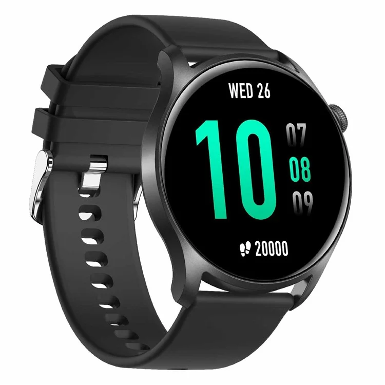 KC08 1.28 Pulgadas Pantalla IPS Táctil Completa Reloj Inteligente Multifuncional Resistente al Agua IP67 Ligero Reloj Deportivo con Monitoreo de Frecuencia Cardíaca/Presión Arterial/Oxígeno en Sangre - Negro