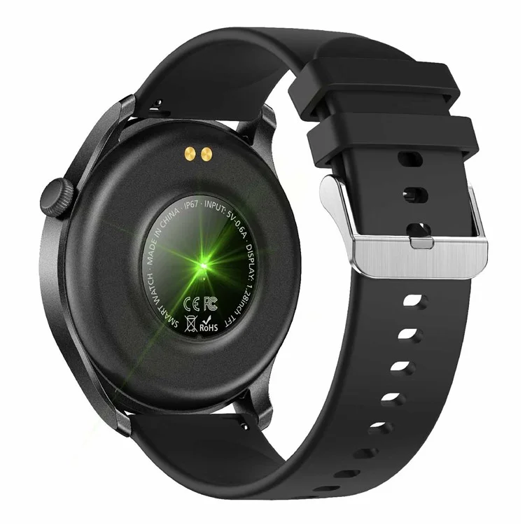 KC08 1.28 Pulgadas Pantalla IPS Táctil Completa Reloj Inteligente Multifuncional Resistente al Agua IP67 Ligero Reloj Deportivo con Monitoreo de Frecuencia Cardíaca/Presión Arterial/Oxígeno en Sangre - Negro