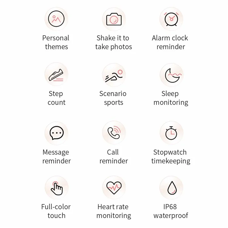 NS17 Bluetooth-compatible 5.0 Wristwatch Heart Rate Sleep Quality Monitoring IP68 Waterproof Fitness Smart Watch - Black